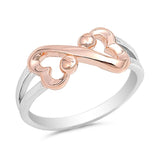 Infinity Ring Infinity Heart Ring Split Shank 2 Tone Two Tone Rose Gold Sterling Silver Ball Simple Plain Infinity Ring Love Valentines Gift