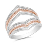 Chevron Midi Ring Trendy V Shape 5 Midi Ring Two Tone 2 Tone Rose Gold Solid 925 Sterling Silver Midi Ring Simpel Plain Midi Ring - Blue Apple Jewelry
