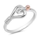 Sideways Interlocking Hearts Ring Heart Link Ring 2 Tone Two Tone Rose Gold Over Solid 925 Sterling Silver Love Hearts Valentines Ring