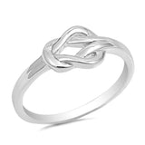 Love Knot Ring Solid 925 Sterling Silver Heart Knot Simple Plain Promise Ring Lovely For Valentines Gift Size 4-16