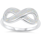 Infinity Ring Valentines Crisscross Crossover Knot Ring Lab White Opal Solid 925 Sterling Silver Infinity Promise Ring Eternity Gift - Blue Apple Jewelry