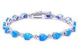 7.25 Teardrop Pear Shape Bracelet Blue Opal Bracelet Solid 925 Sterling Silver Lab Pear Blue Opal Pear Cut Bracelet Round Diamond White CZ - Blue Apple Jewelry