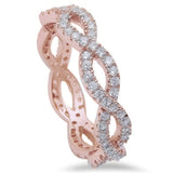 Rose Gold 5mm Infinity Band Solid 925 Sterling Silver Full Eternity CZ Crisscross Crossover Twisted Knot Infinity Band Ring Engagement Band