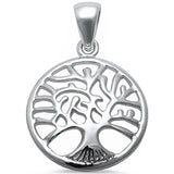 Medallion Solid Rhodium 925 Sterling Silver Original 24mm Round Tree Of Life Pendant Charm For Necklace Tree of Life Jewelry