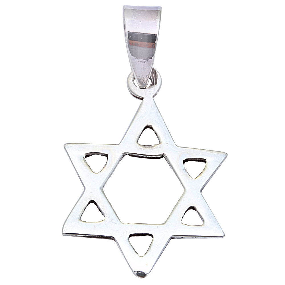 1.3" Star Of David Jewish Star Pendant Charm Solid 925 Sterling Silver Plain Simple Jewish Star of David Charm Star of david Jewelry - Blue Apple Jewelry