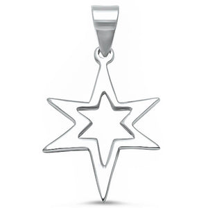 Star Pendant Rhodium Plated 925 Sterling Silver