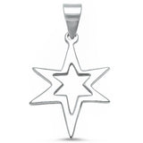 1.2" Star Pendant Charm Solid 925 Sterling Silver Plain Simple Star Charm For Necklace Star Jewelry - Blue Apple Jewelry