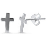 Tiny 9mm Cross Stud Post Earrings Solid 925 Sterling Silver Stud Post Cartilage Cross Earrings Tiny Stud Religious Christianity Catholicism