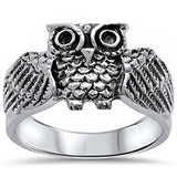 Oxidized Owl Ring Solid 925 Sterling Silver Cute Owl Ring Antique Finish Owl Ring Owl Jewelry Good Luck Gift Owl Lovers Bird Size 4-16