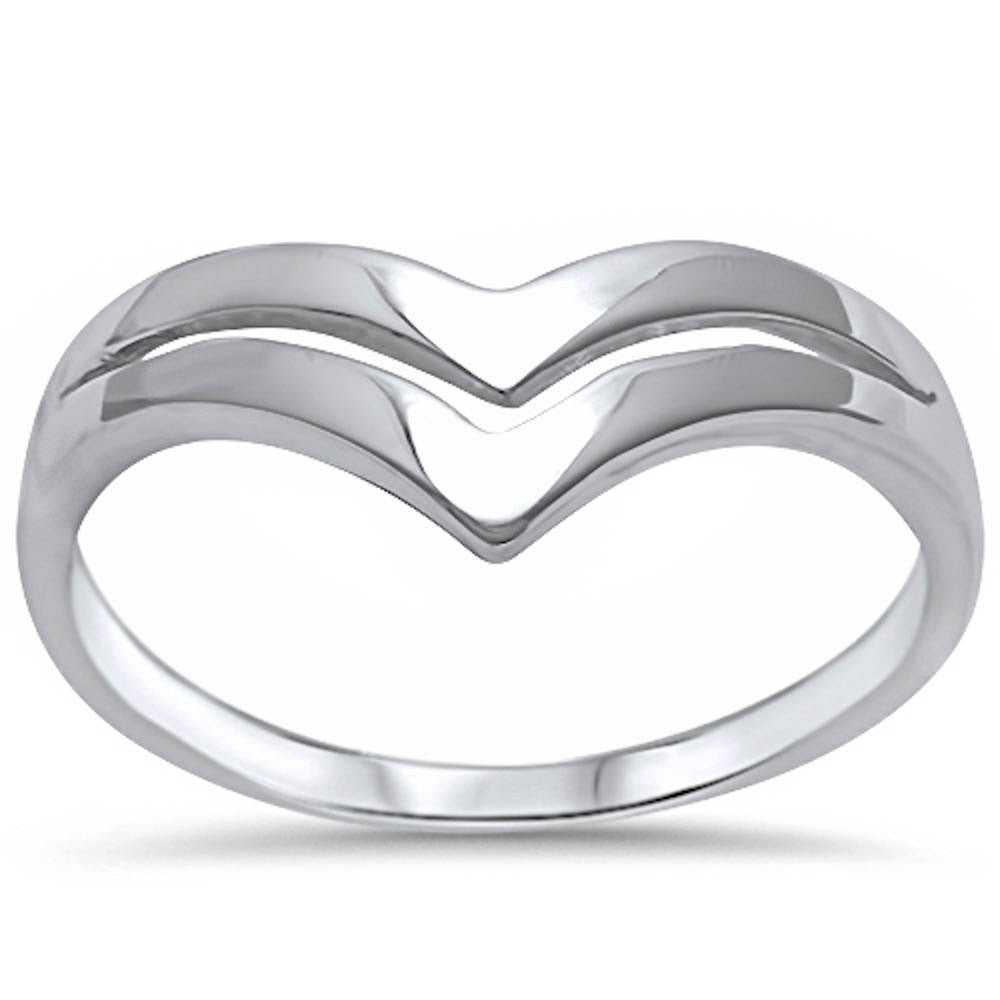 Midi Ring Chevron Midi Ring Double Midi Ring Solid 925 Sterling Silver Polished Shiny Midi Ring