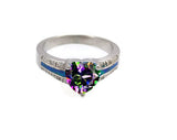 Blue Opal & Mystic Topaz Heart Ring - 925 Sterling Silver 1.71CT
