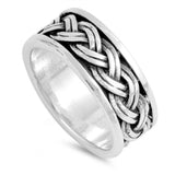 His Hers Men Wedding Band Celtic Knot Retro Design Classic 8mm Band Ring Solid 925 Sterling Silver Plain Simple Celtic Ring