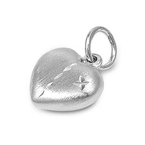 Solid 9mm Cross Engraved Plain Heart Pendant Plain Charm Pendant For Necklace Solid 925 Sterling Silver Heart Valentine's Day Jewelry Gift - Blue Apple Jewelry