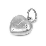 Solid 9mm Cross Engraved Plain Heart Pendant Plain Charm Pendant For Necklace Solid 925 Sterling Silver Heart Valentine's Day Jewelry Gift