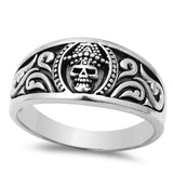 Oxidized Skull Head Ring Solid 925 Sterling Silver Unisex Men Women Ring Biker Celtic Skull Ring Mortality Gift Size 4-16 Bikers Jewelry