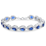 Pear Shape Halo Bracelet 10.5CT Pear Shape Deep Blue Sapphire CZ Bracelet 925 Sterling Silver 8