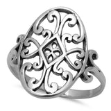 Oval Celtic Design Ring Celtic Ring Solid 925 Sterling Silver Plain Simple Modern Filigree Ring Band Ring Celtic Jewelry Size 4-16 - Blue Apple Jewelry