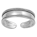 Rope Toe Ring Oxidized 925 Sterling Silver Adjustable 5mm