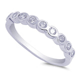 3mm Half Eternity Wedding Engagement Anniversary Band For Ring Solid 925 Sterling Silver Round Bezel Set Russian Ice Diamond clear CZ Gift - Blue Apple Jewelry