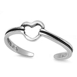 Heart Toe Ring Adjustable 925 Sterling Silver 