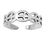Peace Toe Ring 925 Sterling Silver 5MM Adjustable