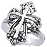 Cross Ring Filigree Cross Ring Art Deco Cross Ring Oxidized Antique Finish Cross Ring Solid 925 Sterling Silver Plain Simple Cross Ring - Blue Apple Jewelry