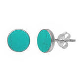 7mm Lab Green Turquoise Stud Post Earring Solid 925 Sterling Silver 7mm Round Turquoise Stud Solitaire Stud Earring Perfect Cute Gift