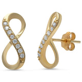 Infinity Twisted Knot Crisscross Stud Post Earring Twisted Round Clear White CZ Yellow Gold Solid 925 Sterling Silver Infinity Earring Gift