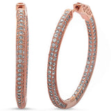 New Design 34mm Hoop Earrings Rose Gold Solid 925 Sterling Silver Micro Pave Round White Clear CZ Full Eternity Hoop Earring April Stone - Blue Apple Jewelry