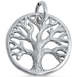 Solid 925 Sterling Silver Original 14mm Round Tree Of Life Pendant Charm For Necklace Tree of Life Jewelry Collection Spiritual Gift