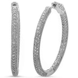 New Design 24mm Hoop Earrings Solid 925 Sterling Silver Micro Pave Round White Clear CZ Full Eternity Hoop Earring April Stone