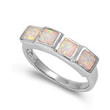 6mm Half Eternity Solid 925 Sterling Silver Lab Created White Opal Inlay Ladies Wedding Engagement Anniversary Band Ring Excellent Gift