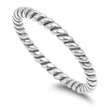 Twisted Rope Braided Band Ring Men Women Band Ring Solid 925 Sterling Silver