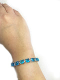 Tennis Bracelet 24 Carat Square Princess Cut Swiss Blue Topaz Zircon Solid 925 Sterling Silver Solitaire Wedding Engagement Tennis Bracelet - Blue Apple Jewelry