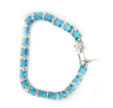 Tennis Bracelet 24 Carat Square Princess Cut Swiss Blue Topaz Zircon Solid 925 Sterling Silver Solitaire Wedding Engagement Tennis Bracelet - Blue Apple Jewelry
