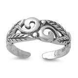 Silver Toe Ring Spiral Leaf Ring in Solid 925 Sterling Silver