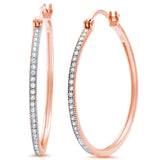 New Design 30mm Hoop Earrings Rose Gold Solid 925 Sterling Silver Micro Pave Round White Clear CZ Half Eternity Hoop Earring
