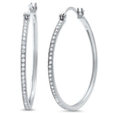 New Design 30mm Hoop Earrings Solid 925 Sterling Silver Micro Pave Round White Clear CZ Half Eternity Hoop Earring April Stone - Blue Apple Jewelry
