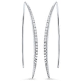New Design 35mm Threader Hoop Earrings Solid 925 Sterling Silver Micro Pave Round White Clear CZ Half Eternity Hoop Earring April Stone - Blue Apple Jewelry