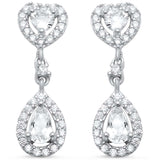 Teardrop Earrings Halo Pear Shape Heart Shape Chandelier Dangle Drop Round Simulated CZ Solid 925 Sterling Silver