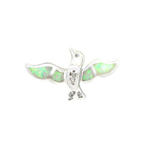 Bird Pendant 925 Sterling Silver White Opal, Clear CZ