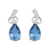 Abstract Heart Bridesmaid Dangling Fancy Earrings Tear Drop Pear Cut Aquamarine CZ 925 Sterling Silver Bridal Earring Bridesmaid Gift - Blue Apple Jewelry