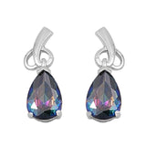 Abstract Heart Bridesmaid Dangling Fancy Earrings Tear Drop Pear Cut Rainbow Topaz CZ 925 Sterling Silver Bridal Earring Bridesmaid Gift