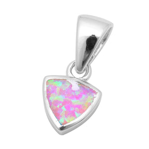 3D Pendant Trillion Shape Pendant Charm Solid 925 Sterling Silver Solitaire Lab Pink Opal Triangle Pendant - Blue Apple Jewelry