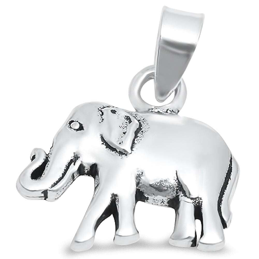 Elephant Pendant Solid 925 Sterling Silver Plain Elephant Charm Lucky Elephant Pendant - Blue Apple Jewelry