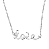 Hot Trend Love Script Pendant Necklace Solid 925 Sterling Silver Simple Plain Sideways Love Pendant Necklace Valetine Girlfriend Gift - Blue Apple Jewelry