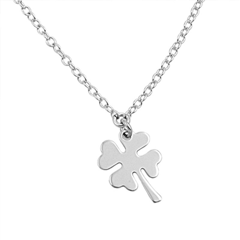 Cute Dangling Lucky Clover Pendant Necklace Solid 925 Sterling Silver Simple Plain Clover Design Pendant Necklace Valetine Girlfriend Gift - Blue Apple Jewelry