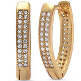 New Design 20mm Hoop Earrings Yellow Gold Solid 925 Sterling Silver Micro Pave Round White Clear CZ Full Eternity V Hoop Earring April Stone - Blue Apple Jewelry