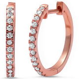 20mm Full Hoop Earrings Rose Tone, Simulated CZ Solid 925 Sterling Silver