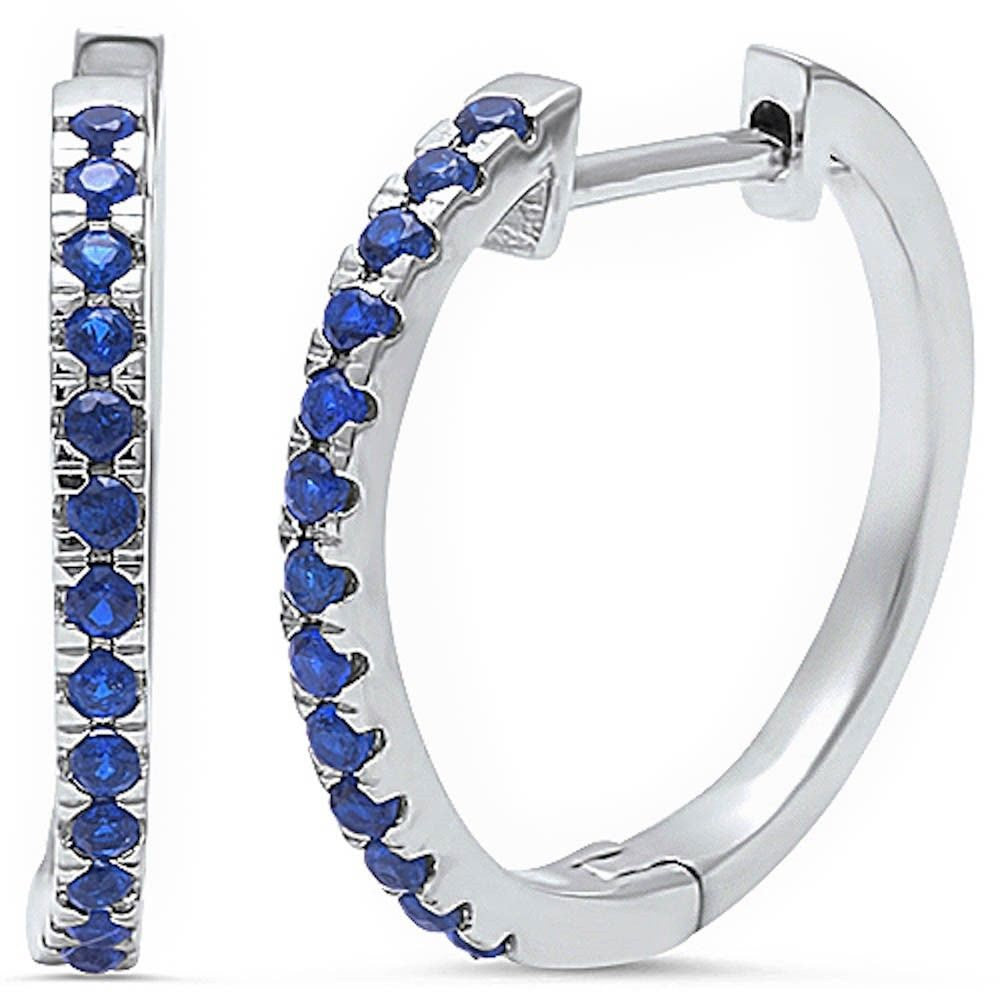 New Design 20mm Full Hoop Earrings Simulated Blue Sapphire CZ